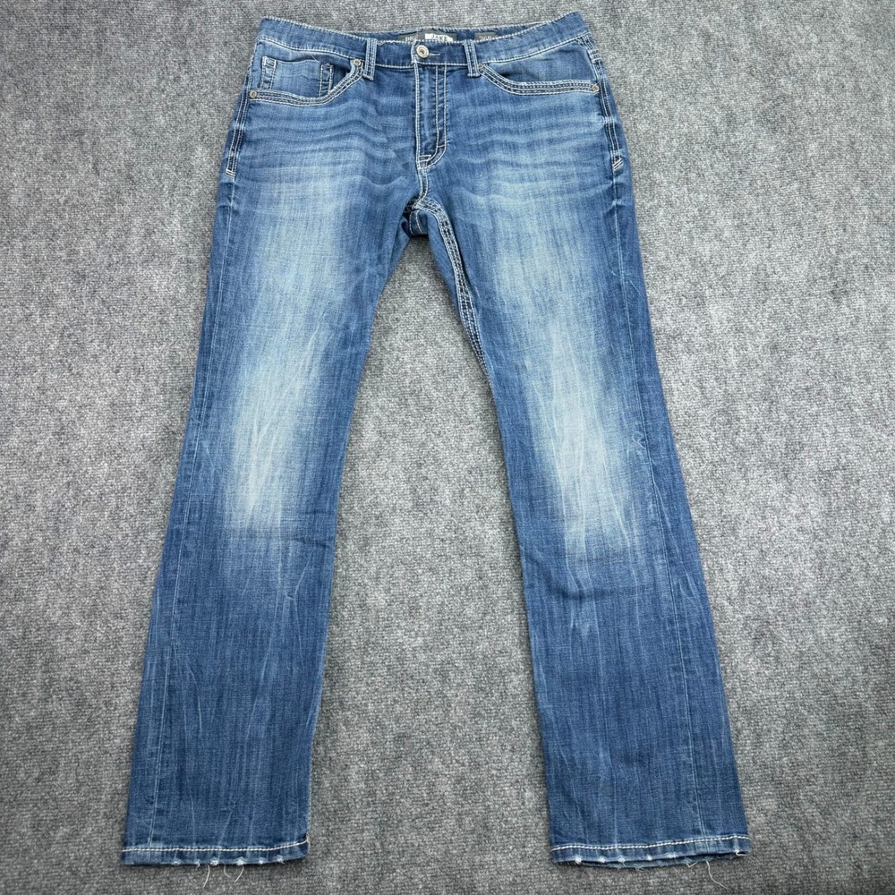 BKE Jeans Men's 36R (36x31) Blue Jake Straight Leg Stretch Medium Wash